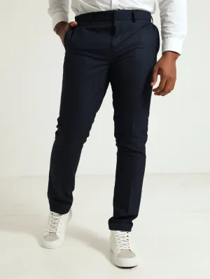 Tonal Check Trouser - Navy