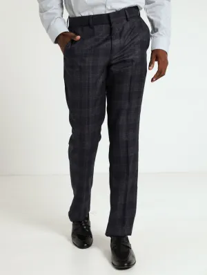 Tonal Check Trousers - Navy Melange