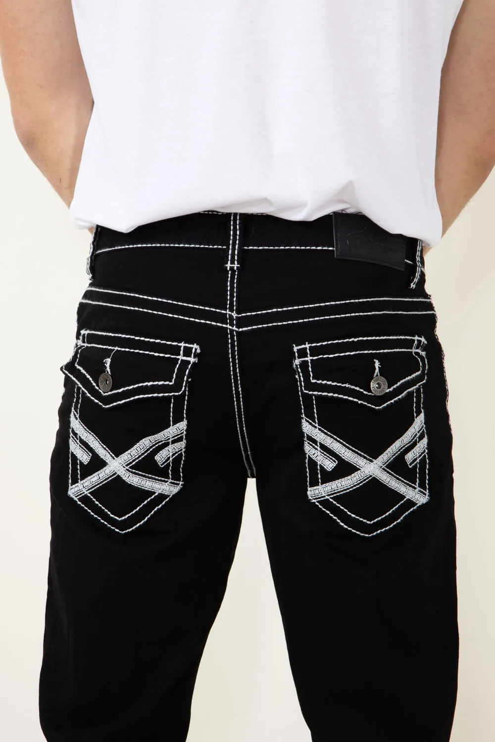 True Luck Vinny Straight Jeans for Men in Black | TL20356611-BLACK
