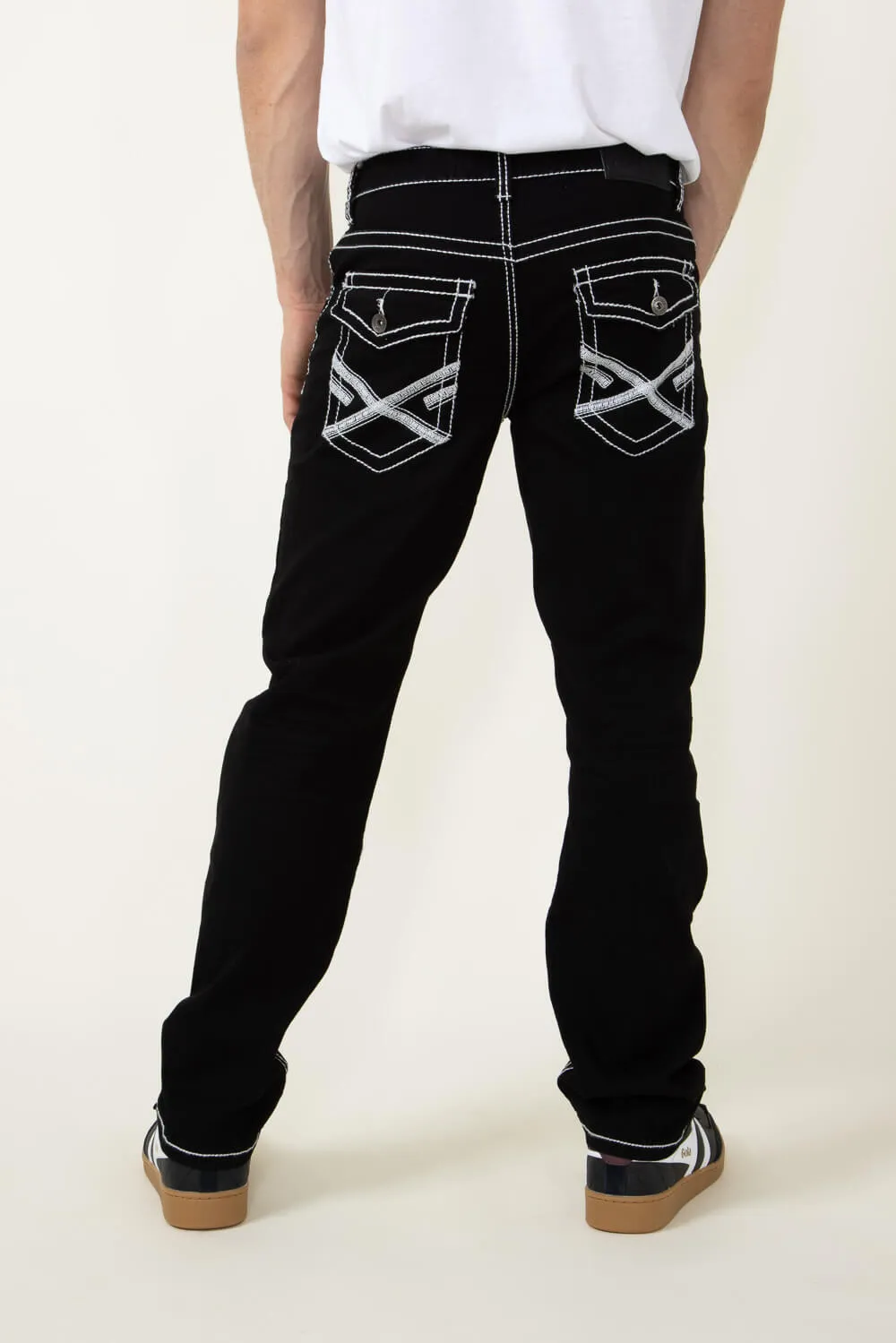 True Luck Vinny Straight Jeans for Men in Black | TL20356611-BLACK