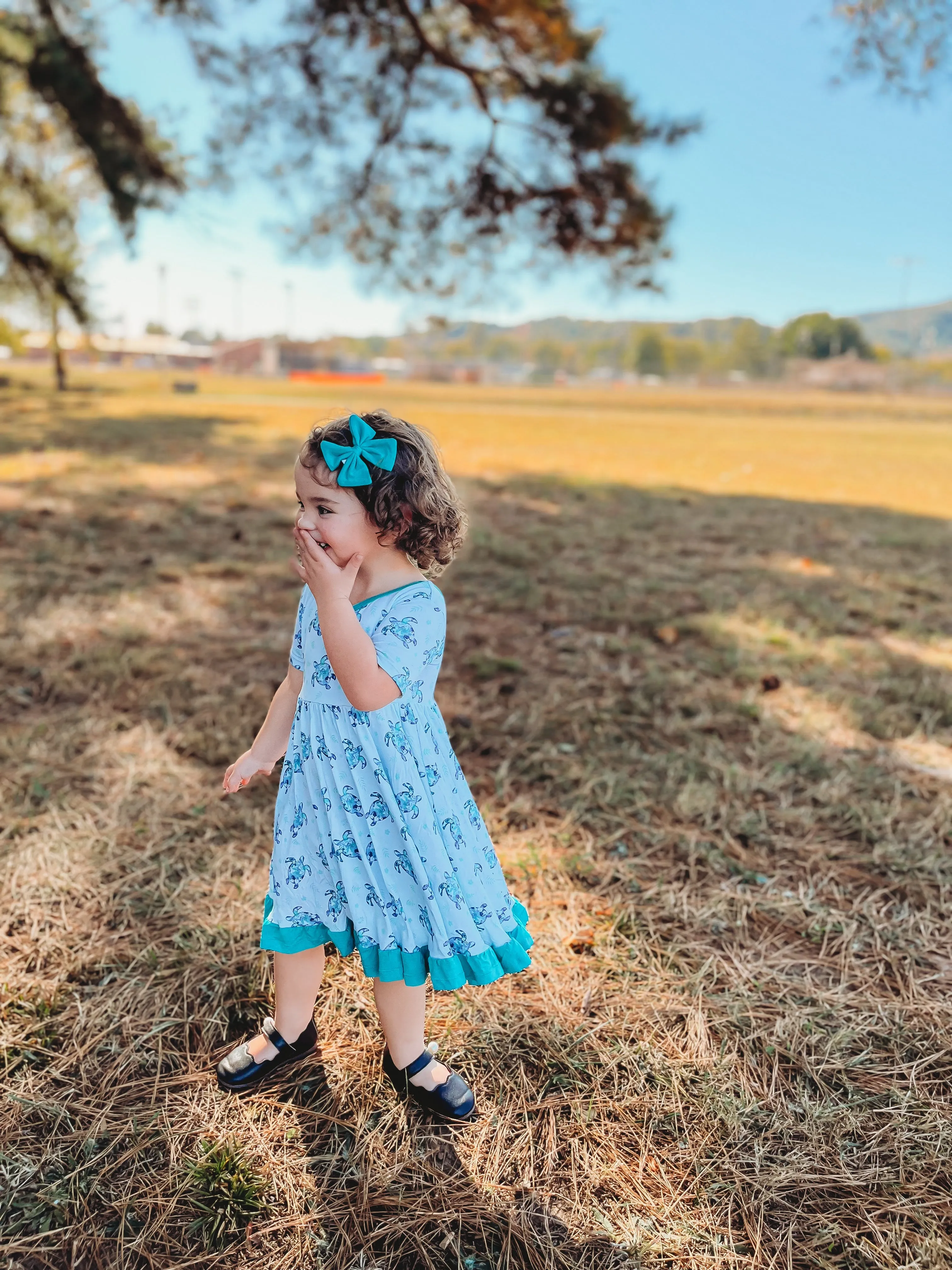 Turquoise | Toddler Bamboo Clip on Bow