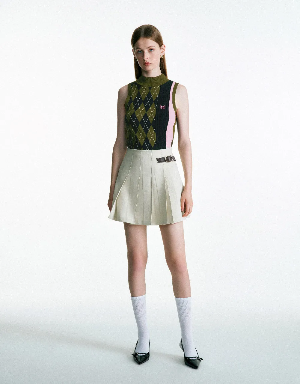 Turtle Neck Knitted Tank Top