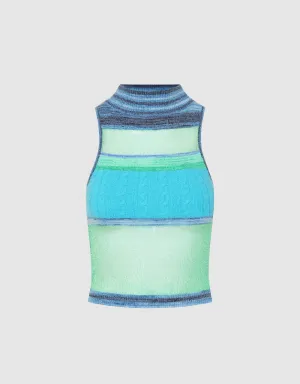 Turtle Neck Knitted Tank Top