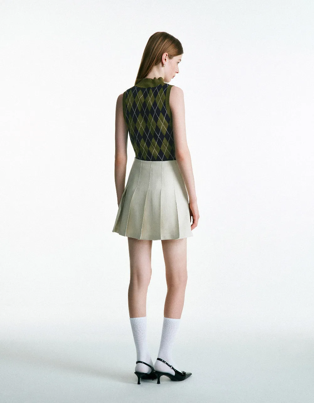 Turtle Neck Knitted Tank Top