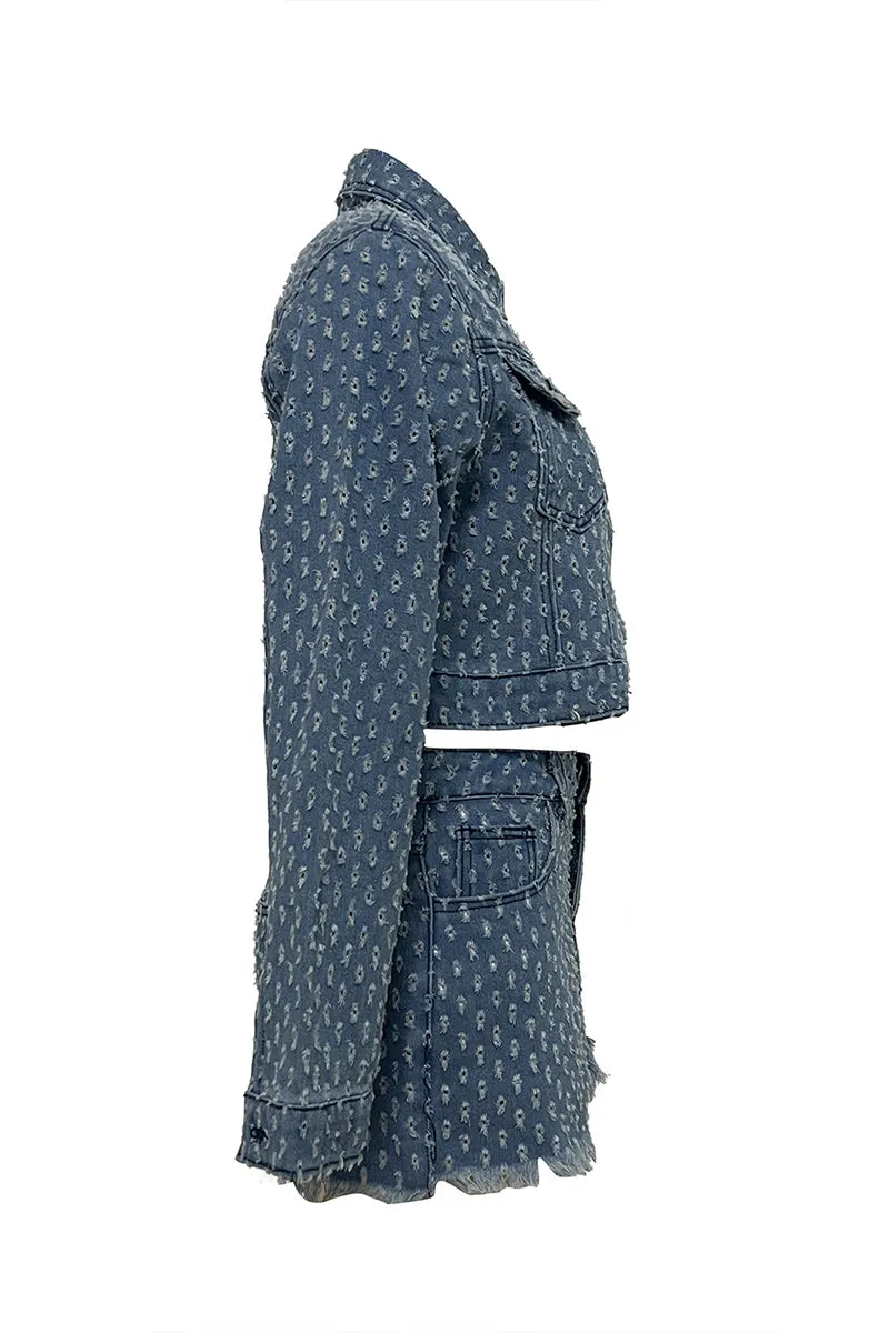 UT3003 Denim Jacket and Shorts Set
