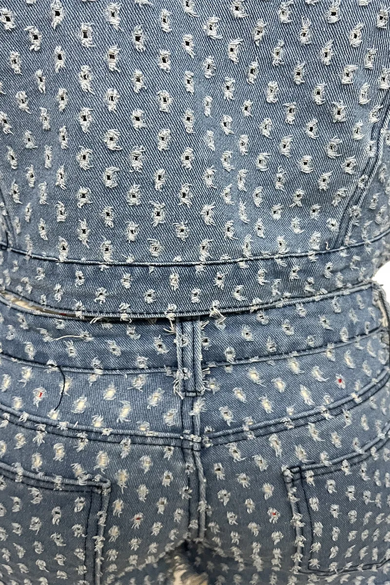 UT3003 Denim Jacket and Shorts Set