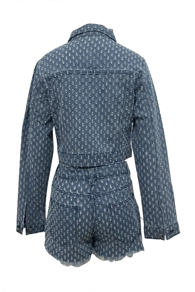 UT3003 Denim Jacket and Shorts Set
