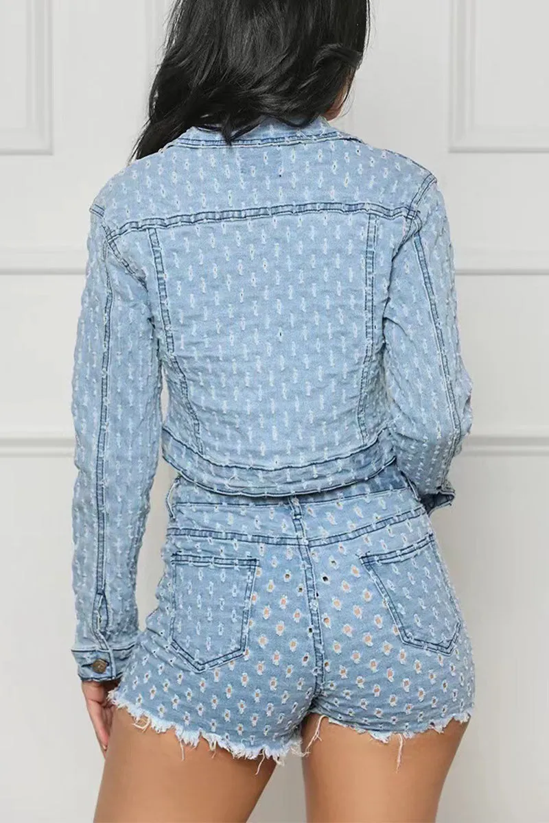 UT3003 Denim Jacket and Shorts Set