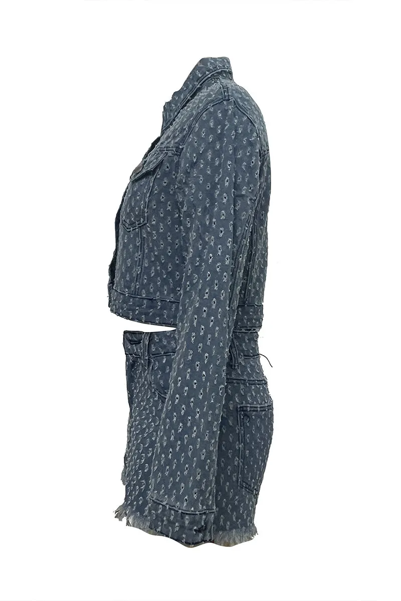UT3003 Denim Jacket and Shorts Set