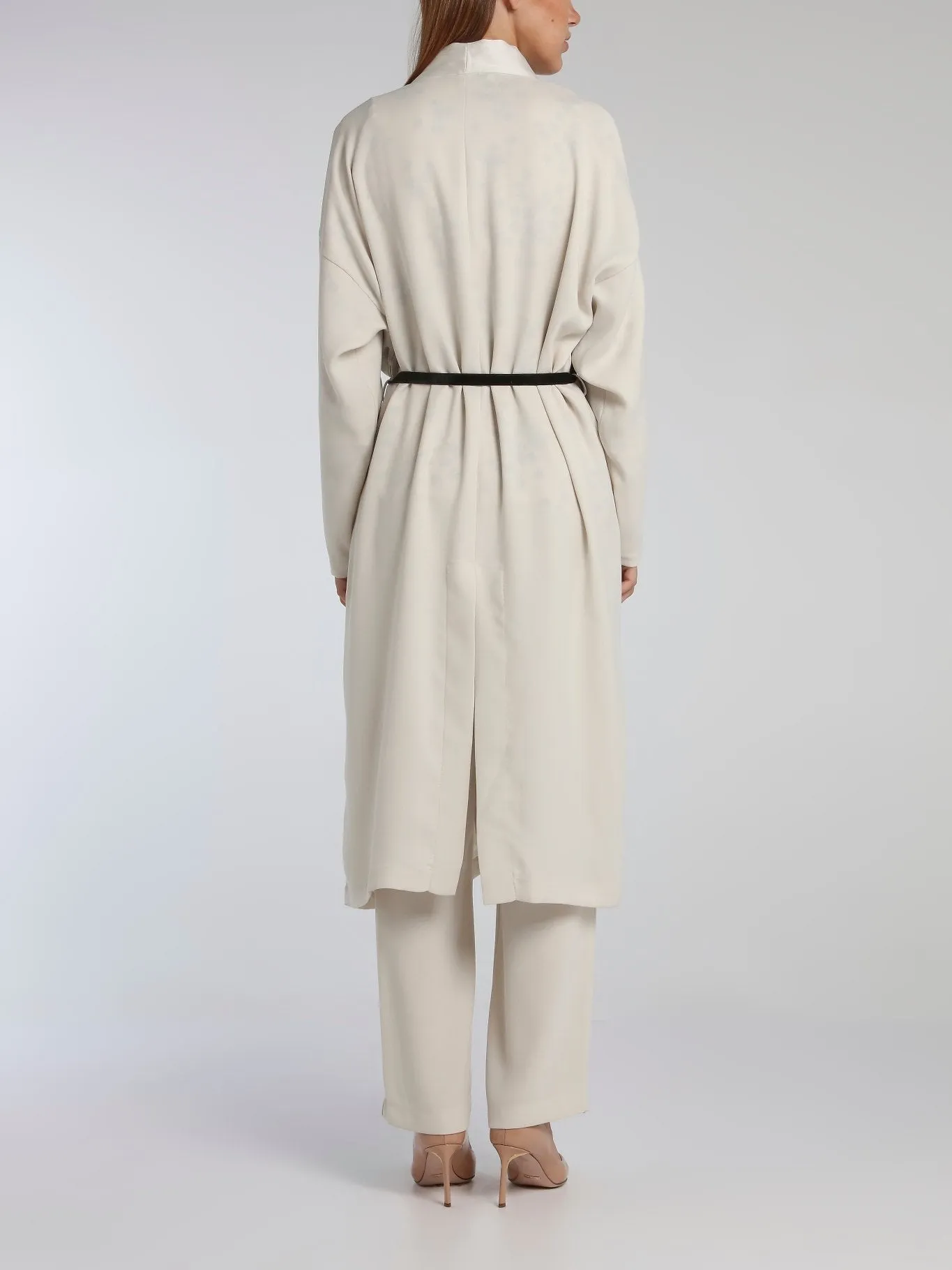 Viva White Crepe Long Coat