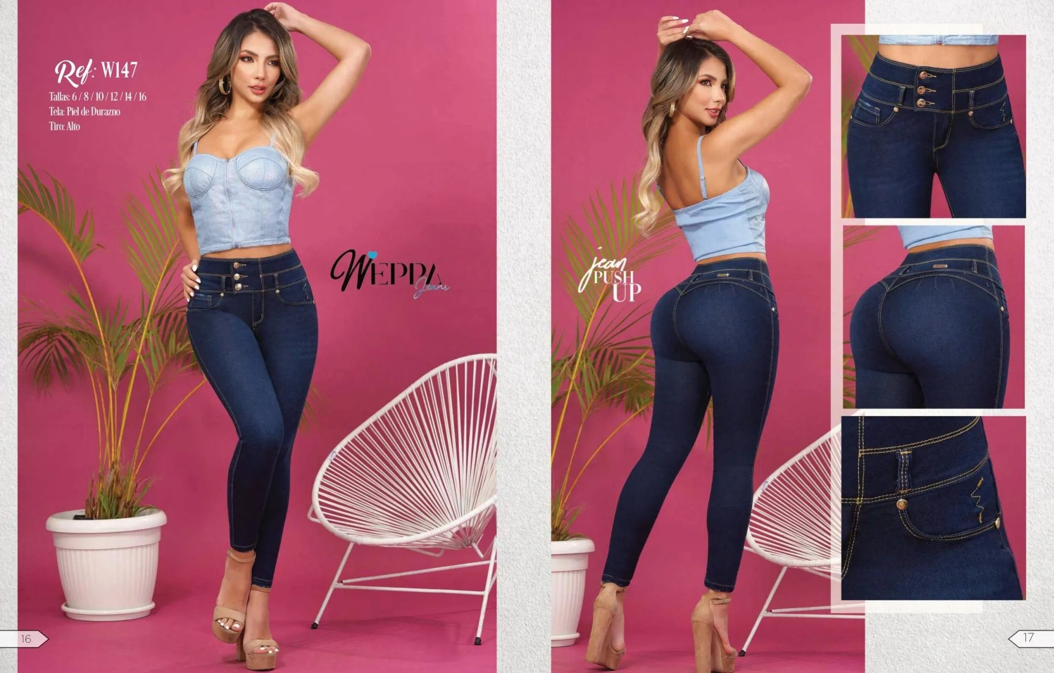 W-147 100%  Authentic Colombian Push Up Jeans