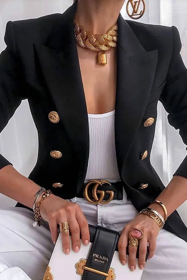 Wanya | Double Row Blazer with Gold Buttons