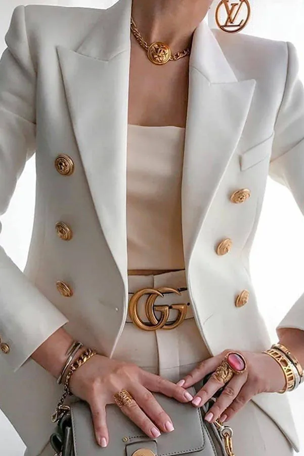 Wanya | Double Row Blazer with Gold Buttons