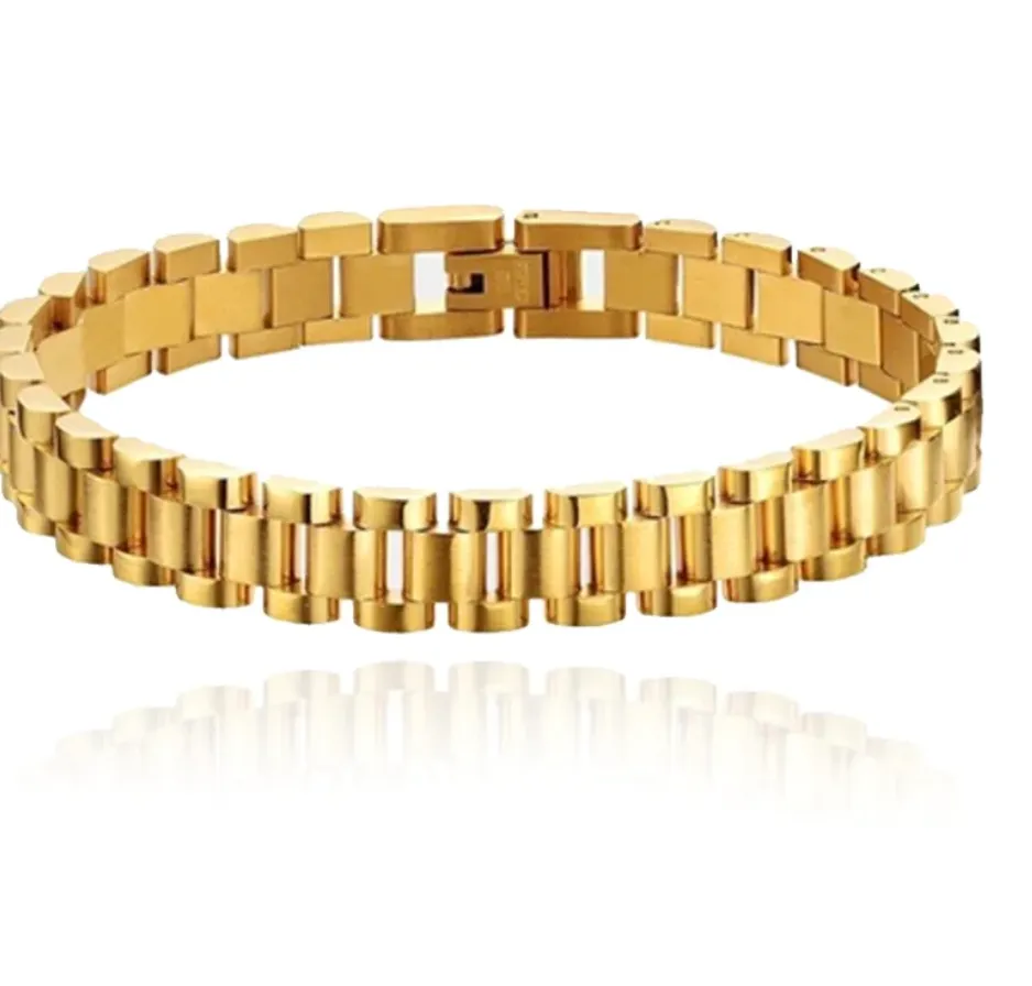  Watch Band Link Bracelet, Bangle. Yellow Gold NON TARNISH