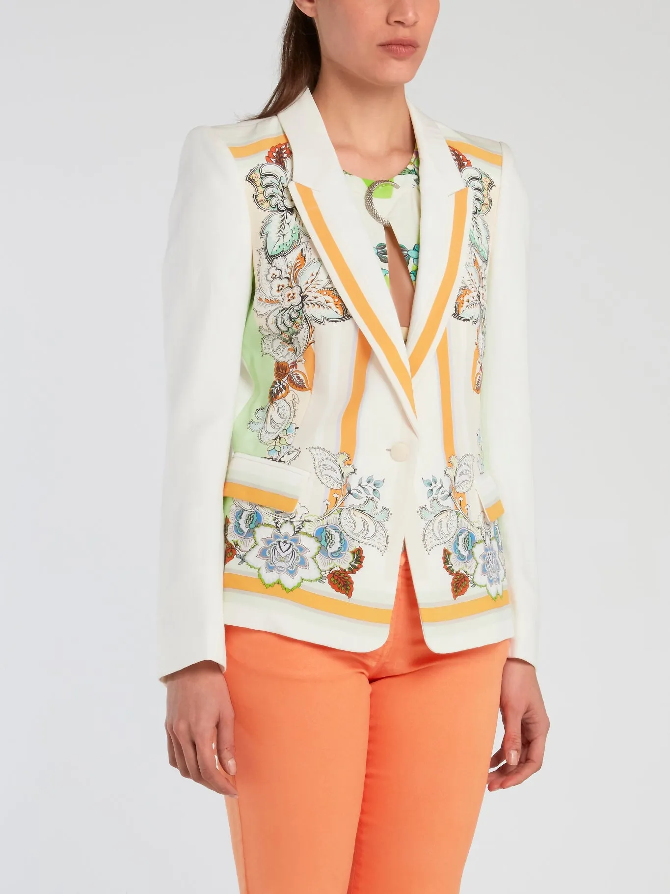 White Floral Print Blazer