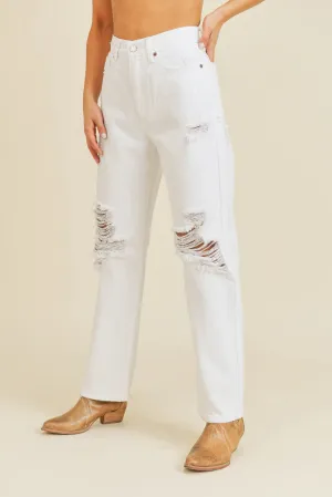 White High Rise Dad Jeans