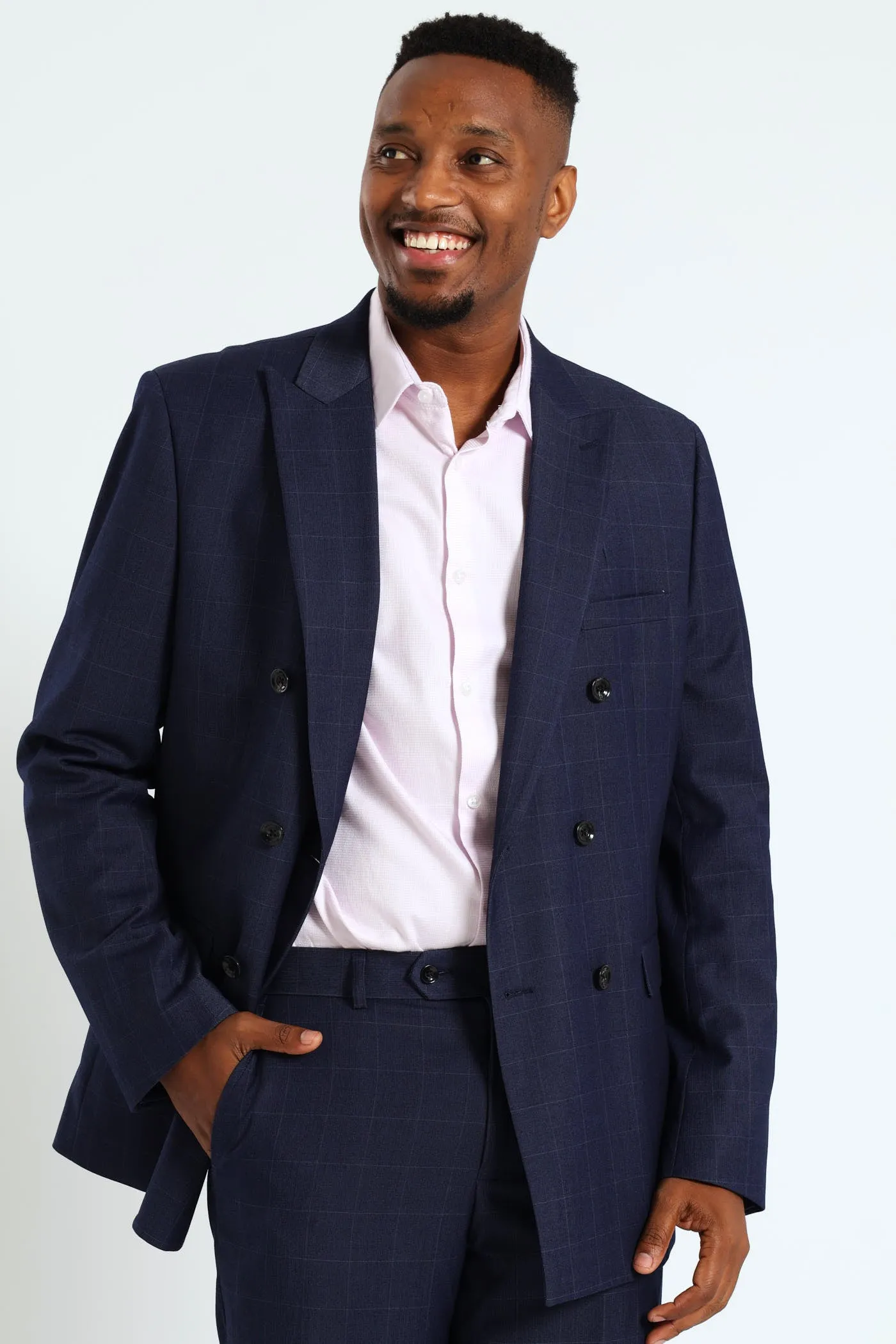 Window Pane Suit Jacket - Navy