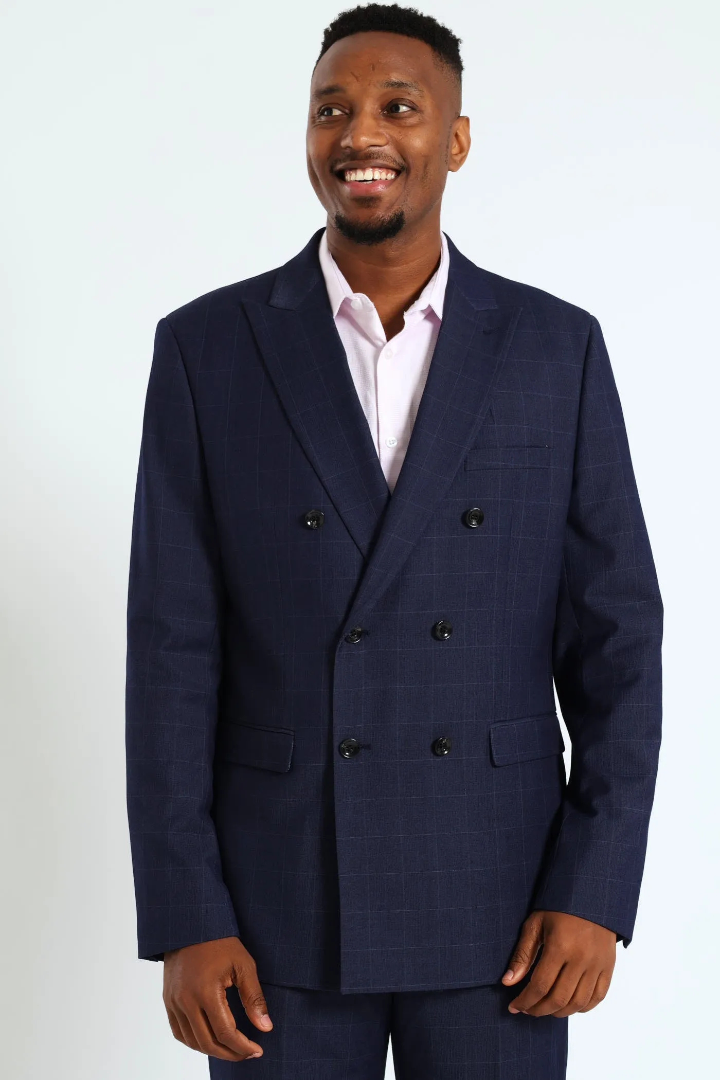 Window Pane Suit Jacket - Navy
