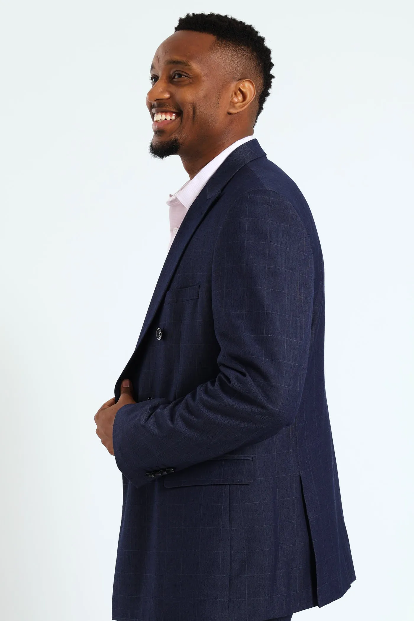 Window Pane Suit Jacket - Navy