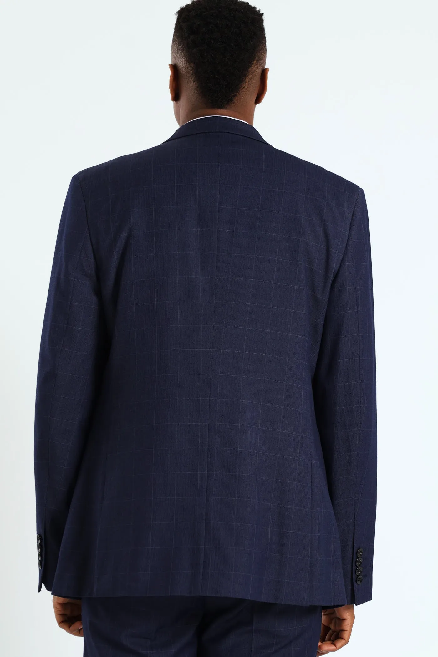 Window Pane Suit Jacket - Navy