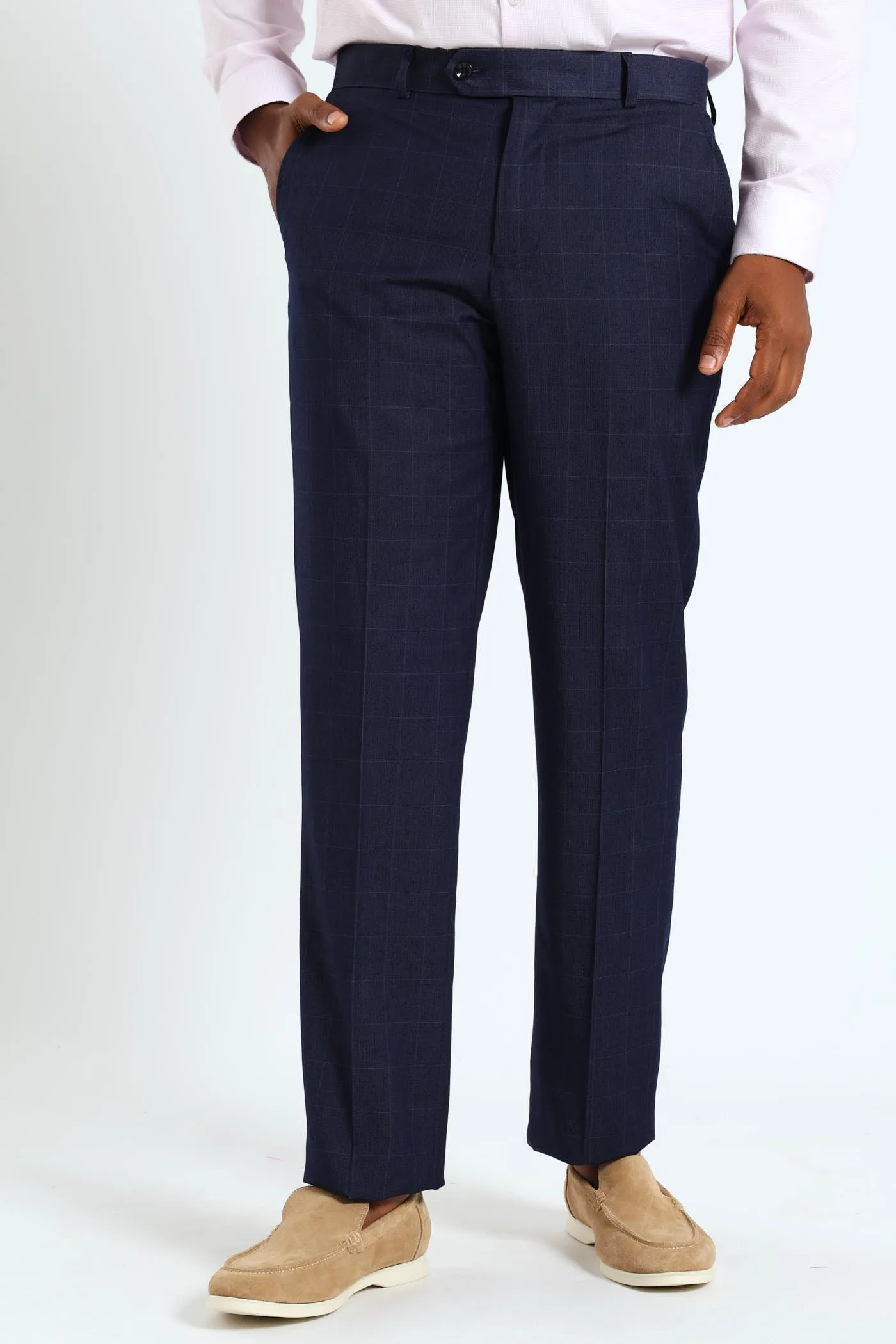 Window Pane Suit Trouser - Navy