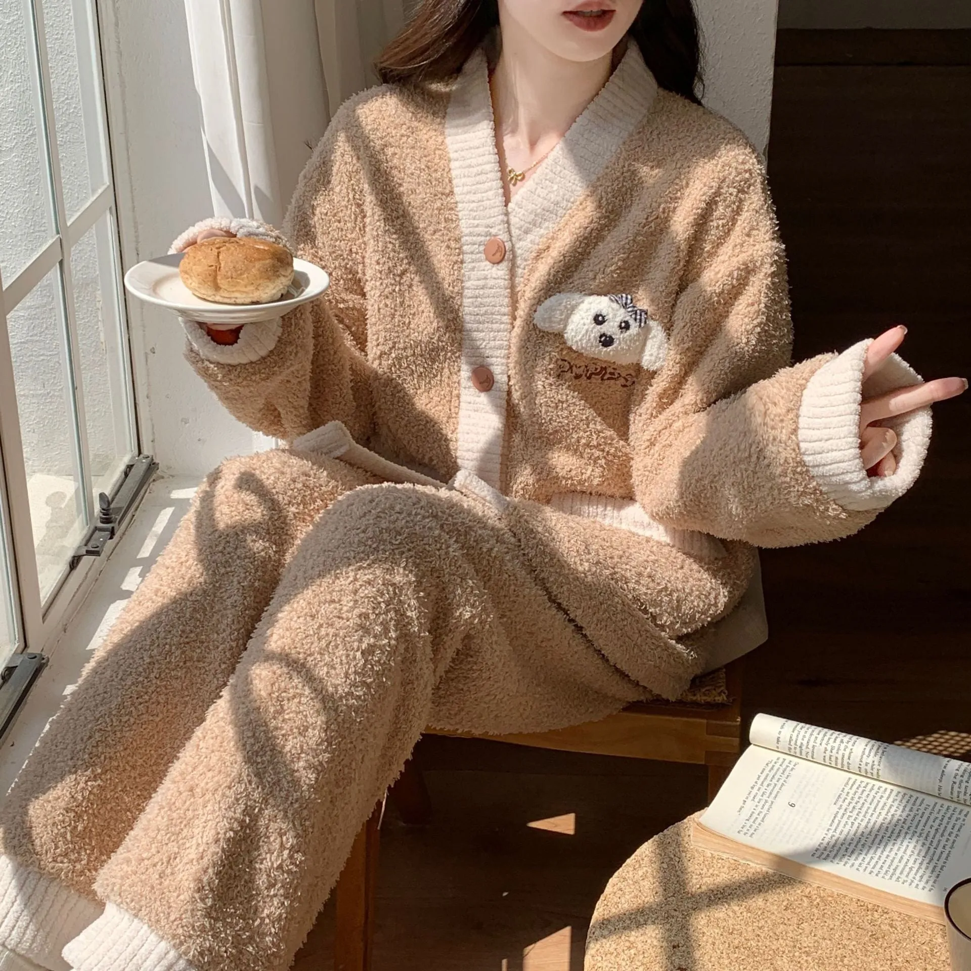 Winter Thickened Plus Size Keep Warm Coral Velvet Pajamas Women
