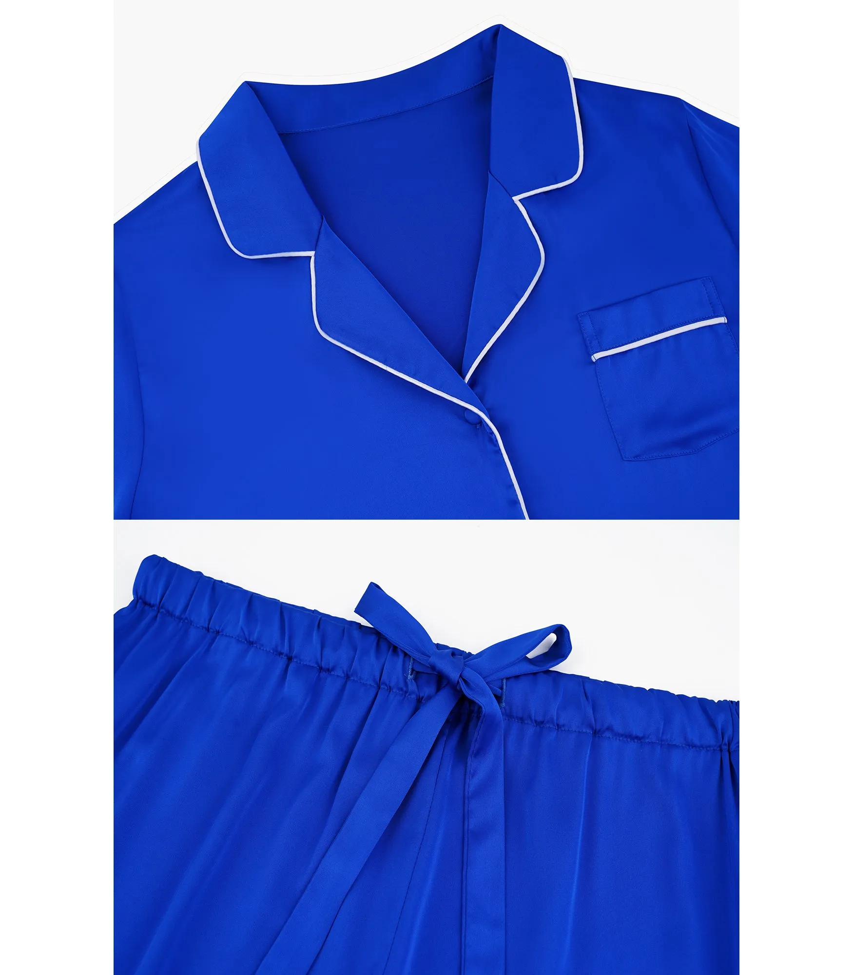 WiWi Womens Satin Pajamas Set Button Down Sleepwear