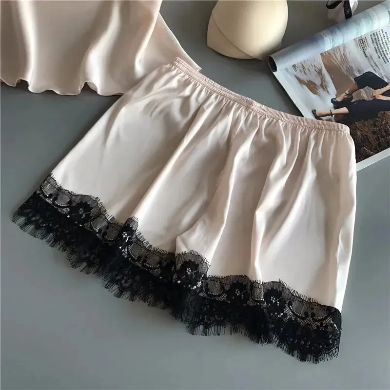 Women Satin Babydoll Lace Sexy Lingerie
