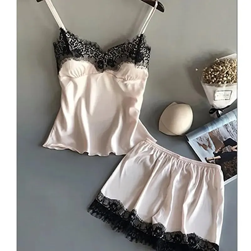 Women Satin Babydoll Lace Sexy Lingerie