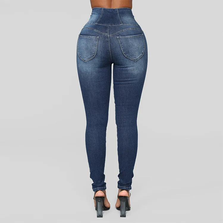 Women's High Waist  Slim Jeans Women