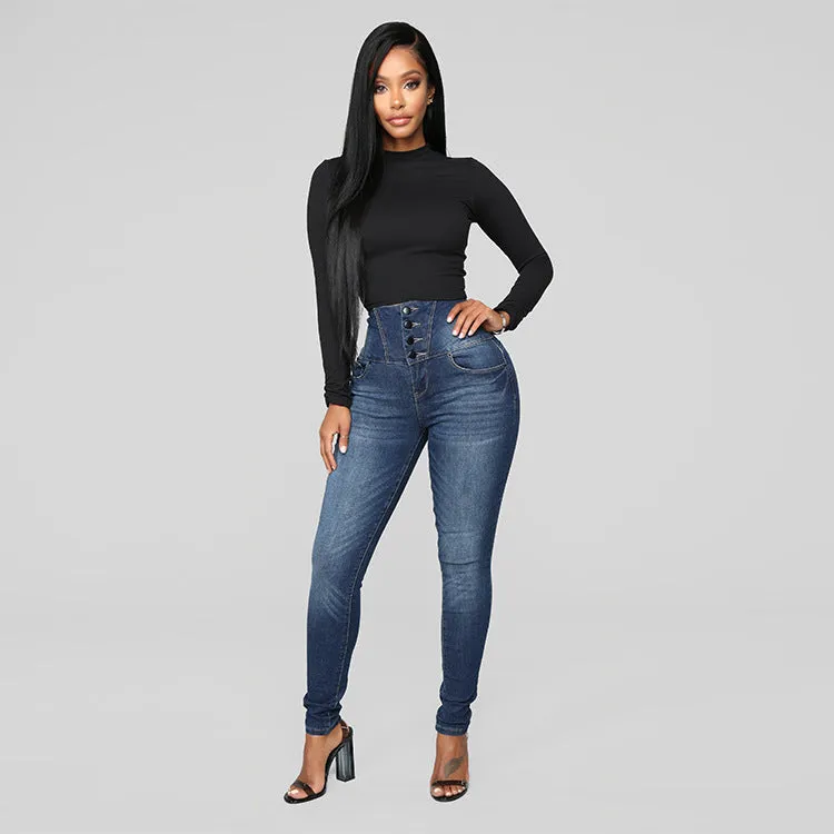 Women's High Waist  Slim Jeans Women