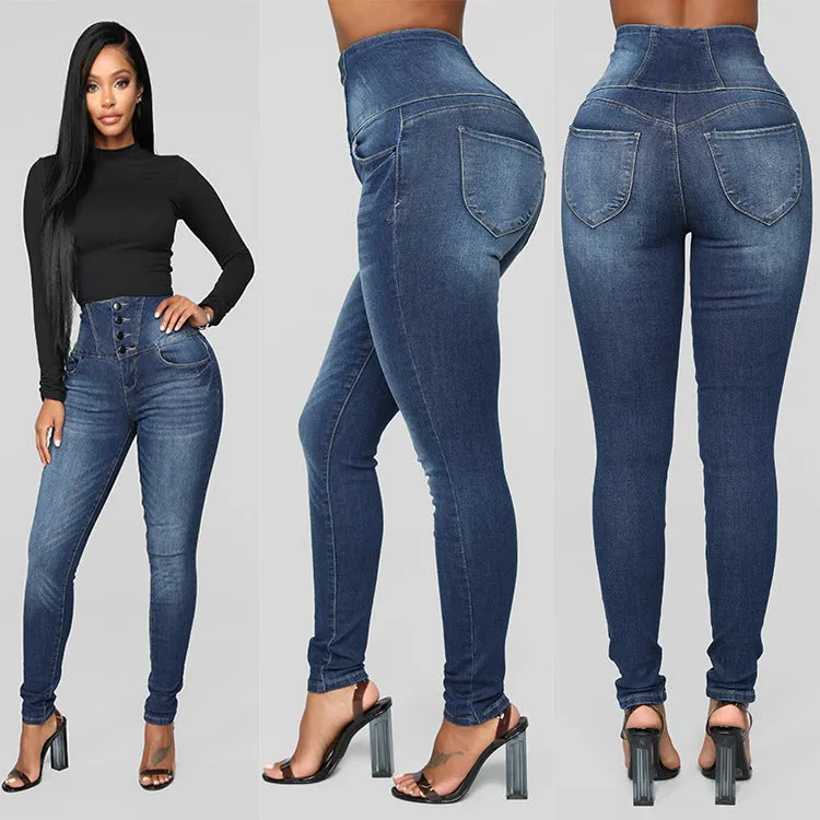 Women's High Waist  Slim Jeans Women