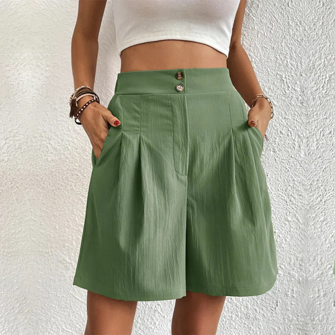 Women's High-Waisted Pleated Shorts | Casual