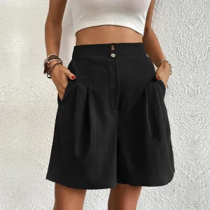 Women's High-Waisted Pleated Shorts | Casual