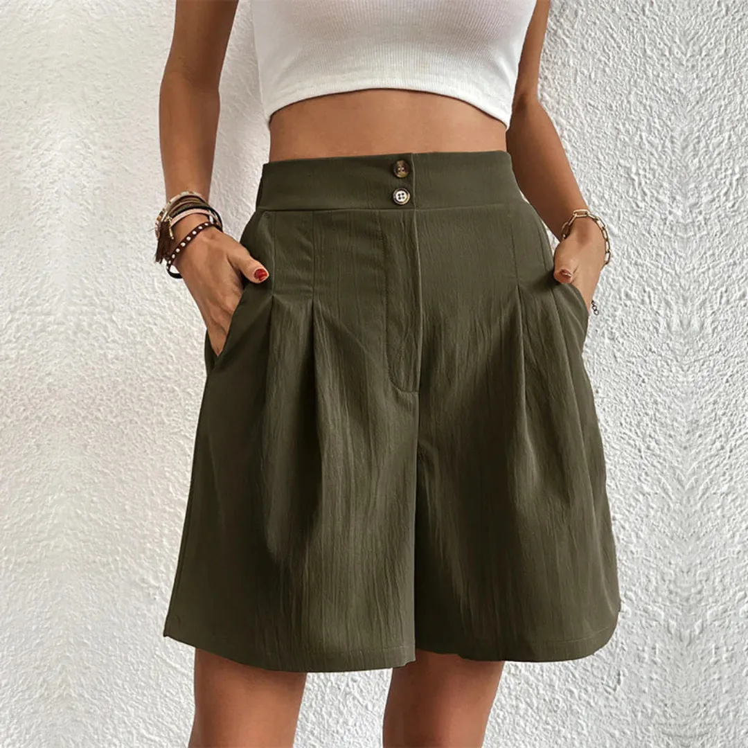 Women's High-Waisted Pleated Shorts | Casual