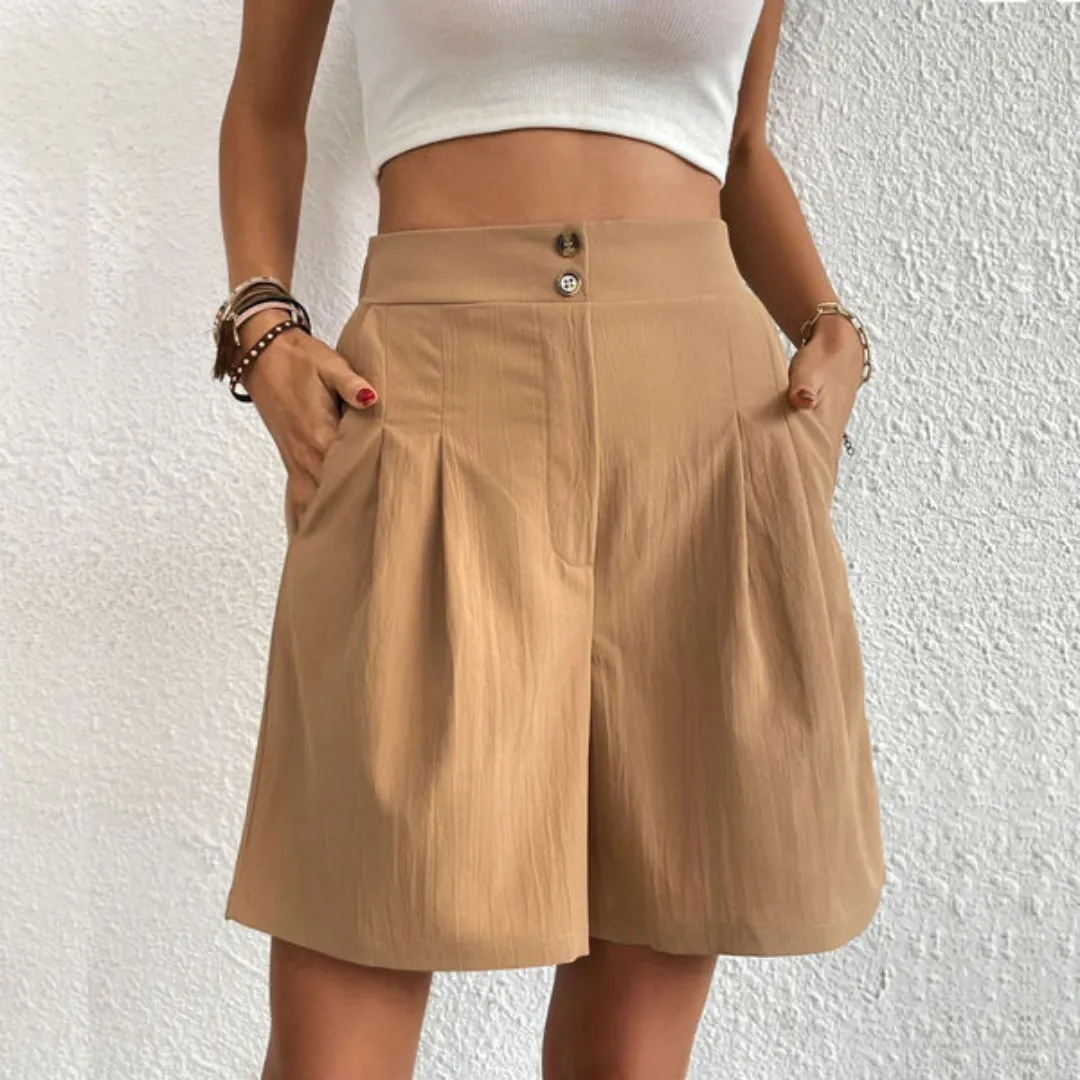 Women's High-Waisted Pleated Shorts | Casual