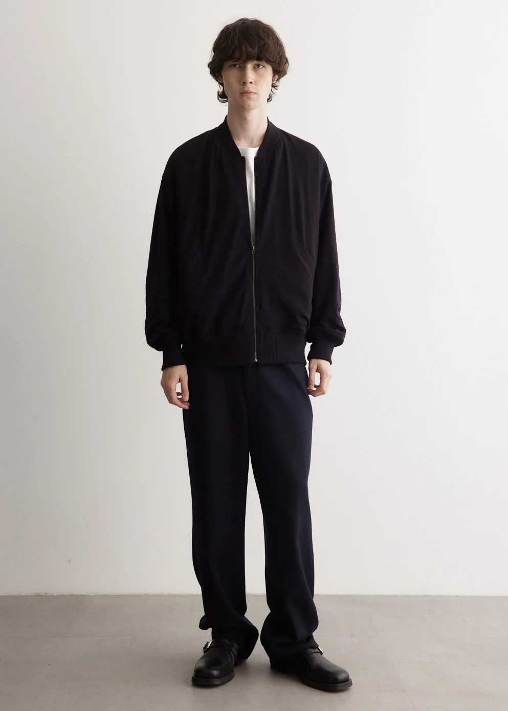 Wool Knit Zip Up Blouson