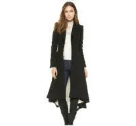 Woolen Overcoat Women fashion long black trench british style tuxedo coats