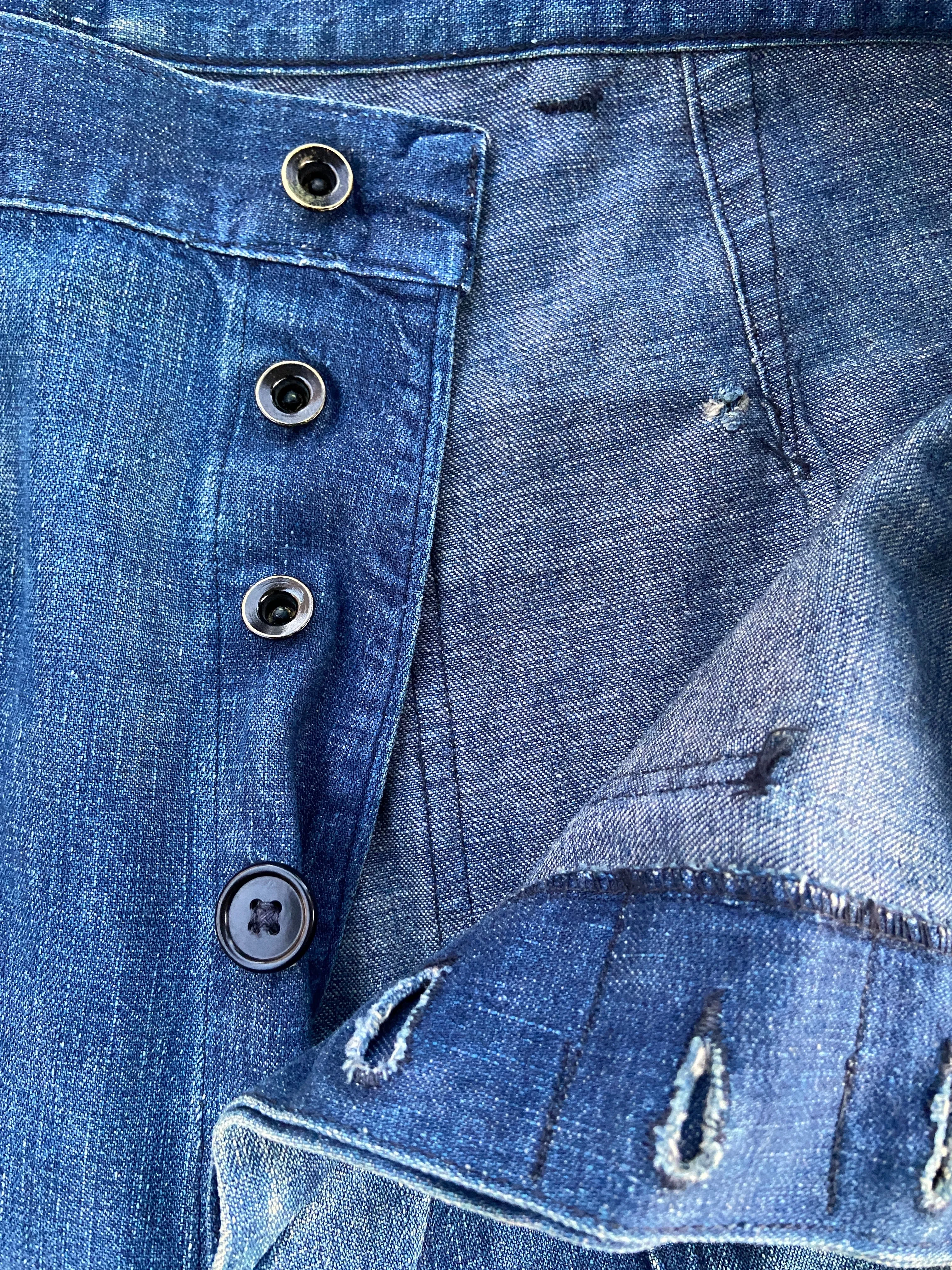 WWII Stenciled Donut Button Fly Denim