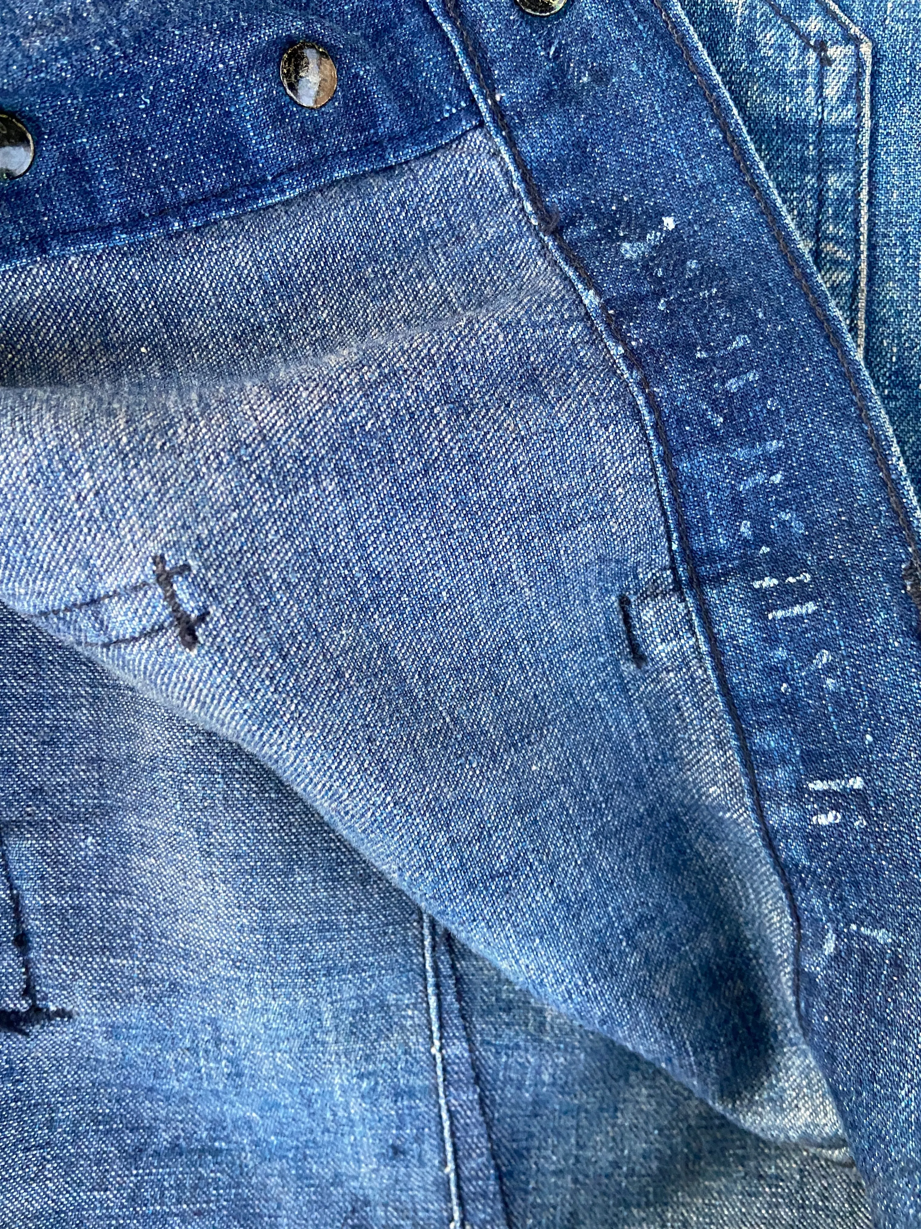 WWII Stenciled Donut Button Fly Denim