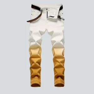 Yellow contrast white men's jeans