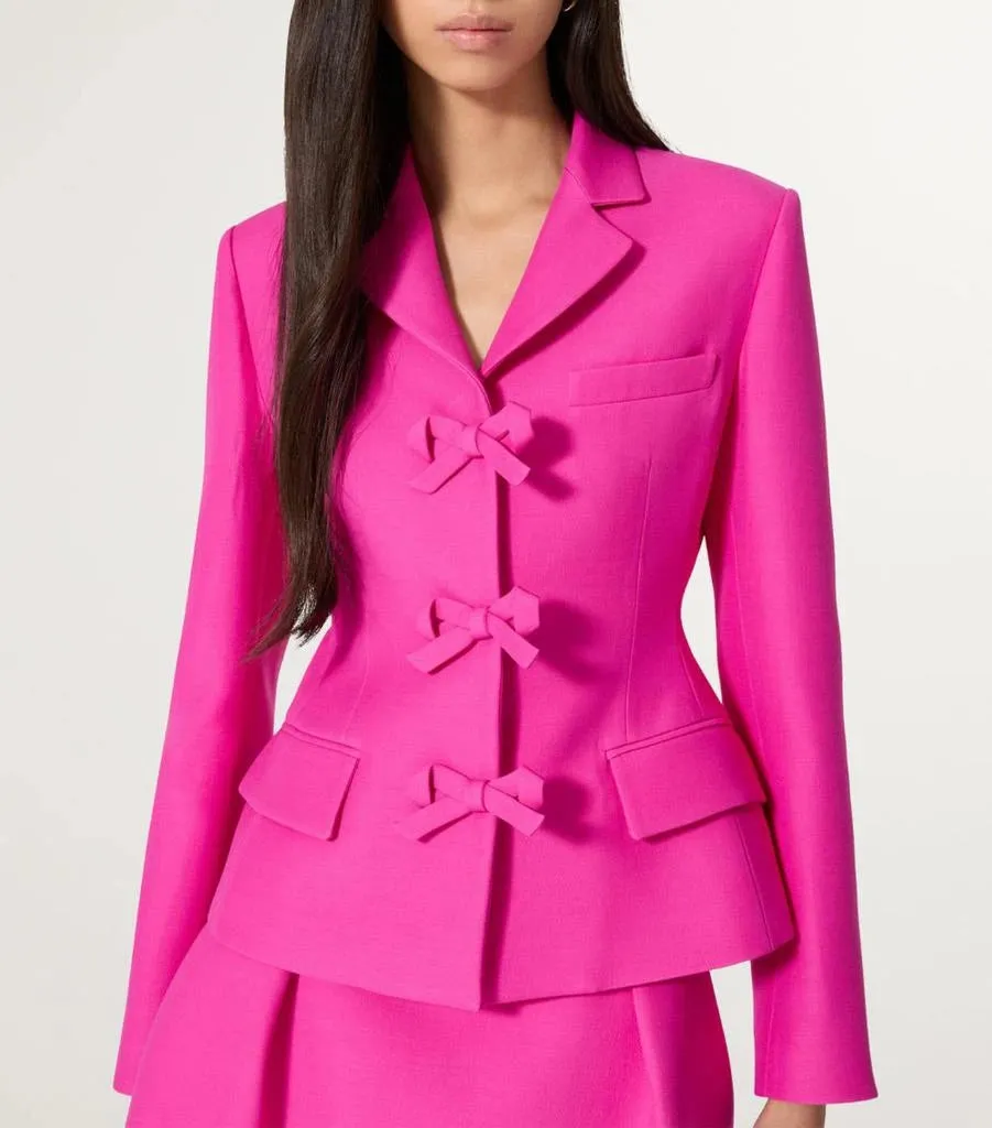 YURI BOW DETAIL CREPE COUTURE BLAZER IN PINK