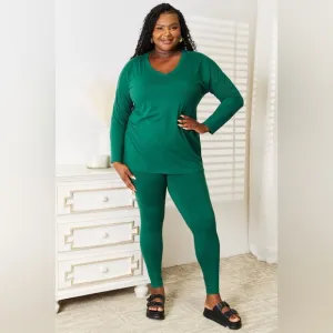 Zenana Lazy Days Long Sleeve Top and Leggings Set