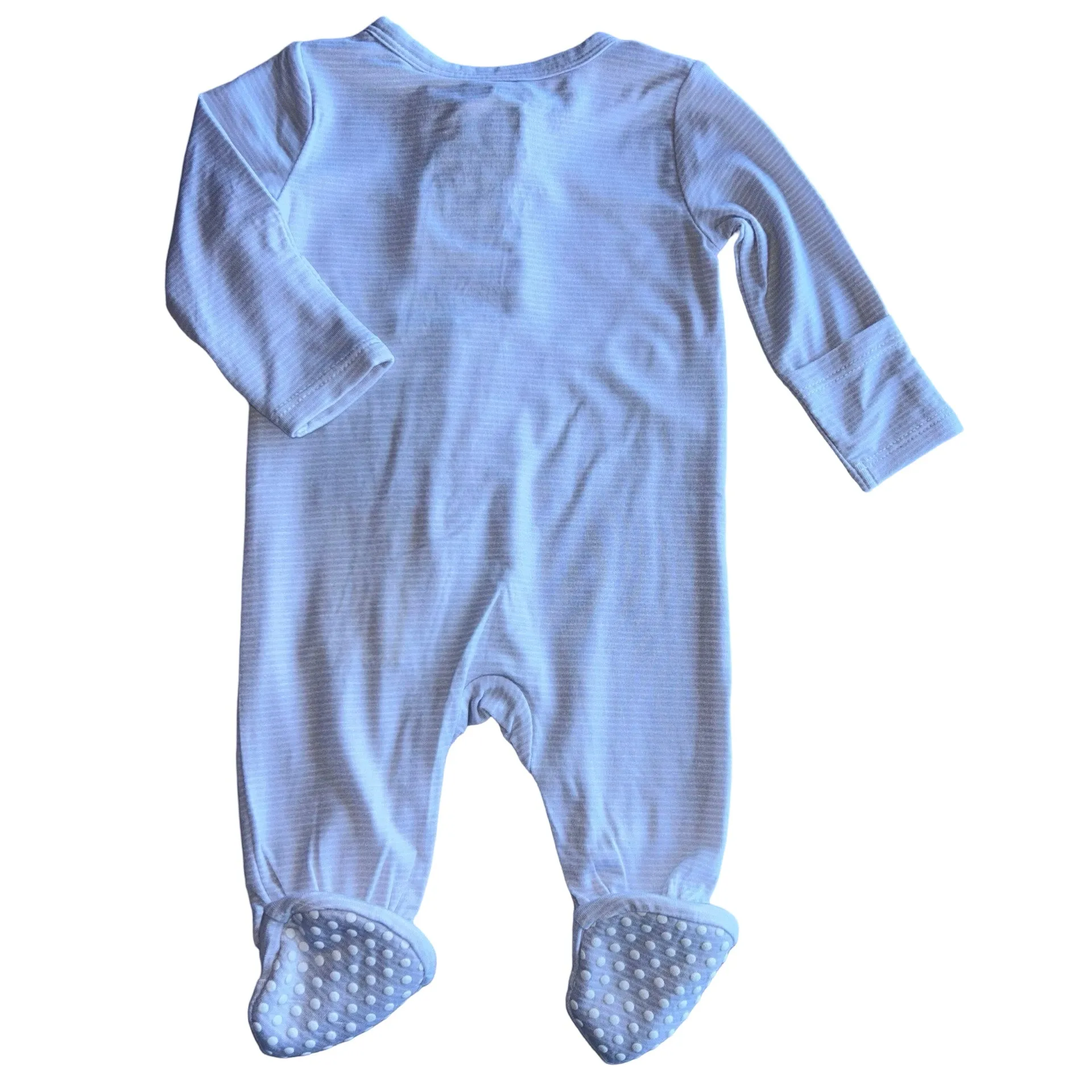 Zipper Footie | Elephant Grey Stripe