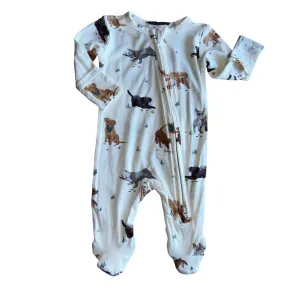 Zipper Footie | Watercolor Puppies