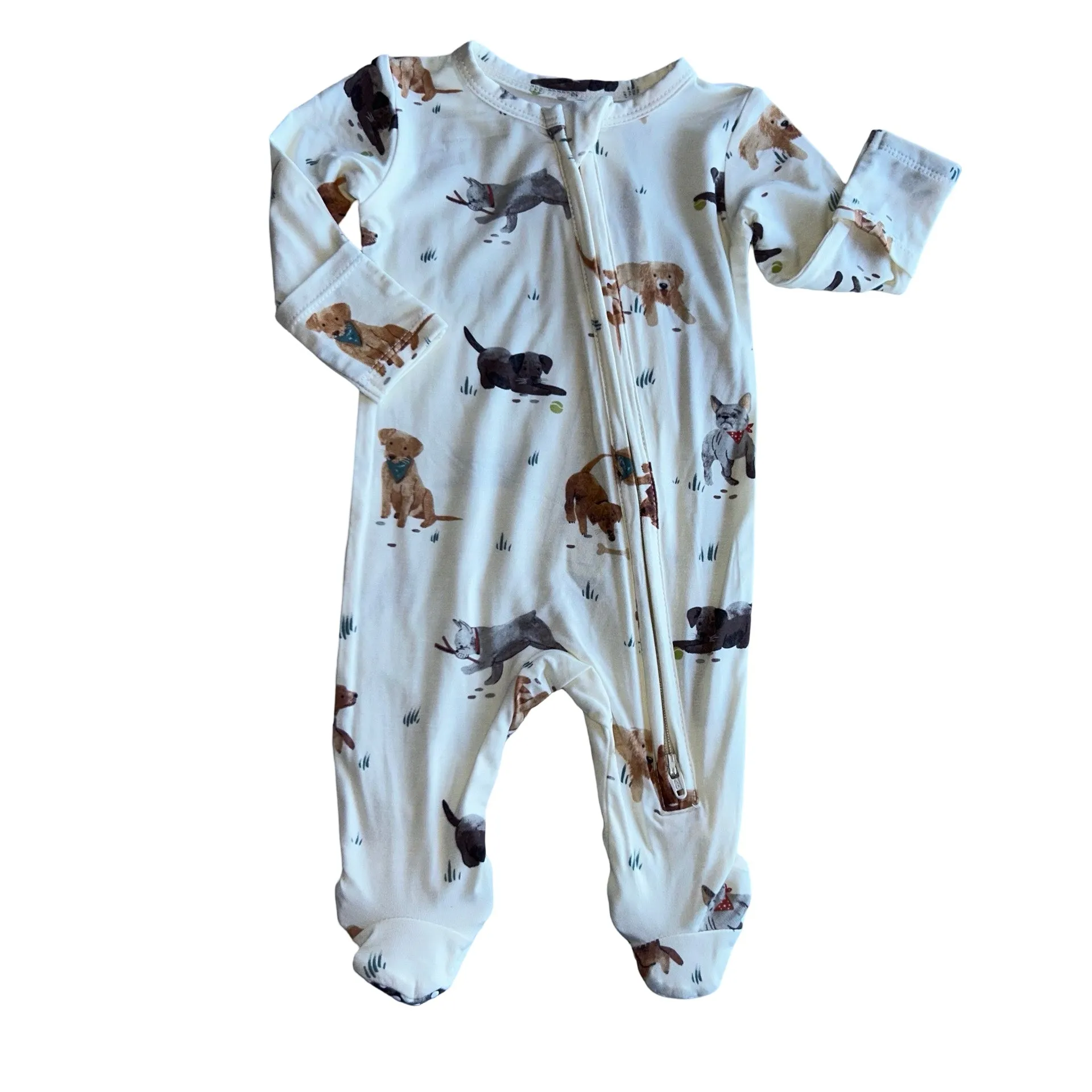 Zipper Footie | Watercolor Puppies