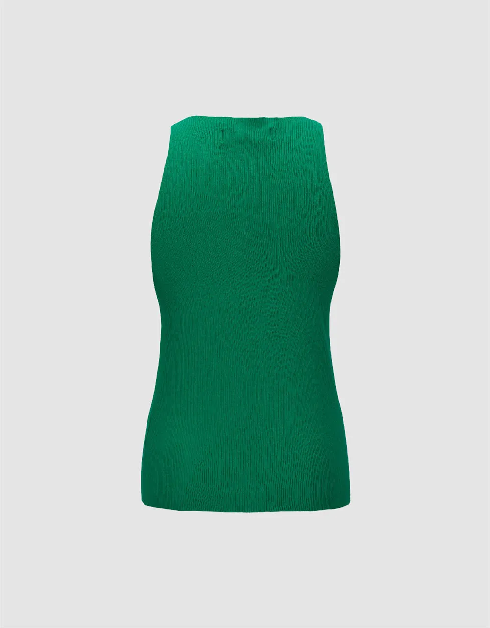 Zipper Front Crew Neck Knitted Tank Top