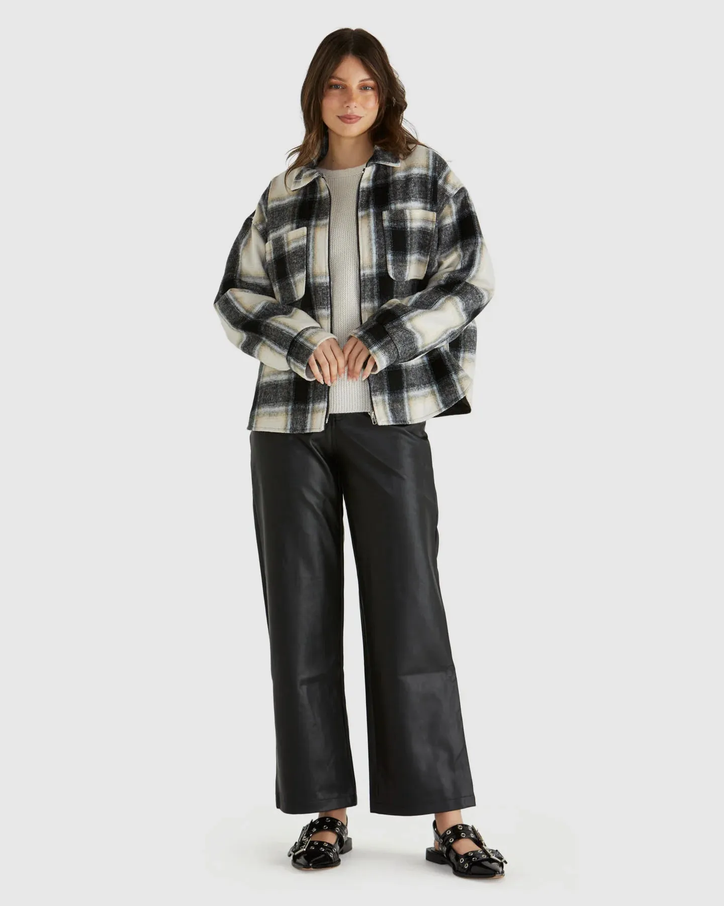 Zita Jacket - Charcoal Check Blue