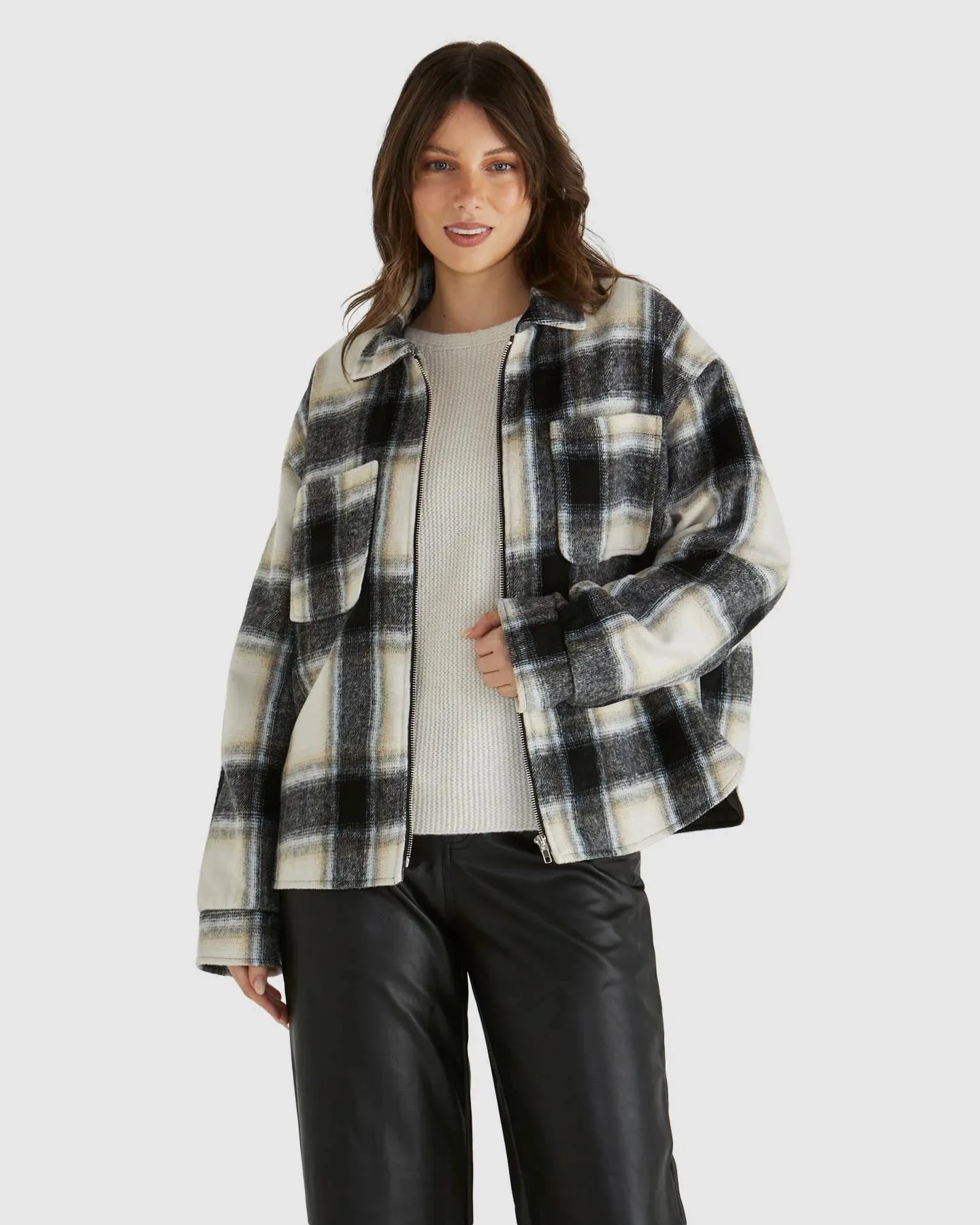 Zita Jacket - Charcoal Check Blue